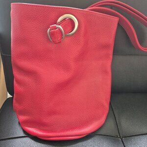 Convertibles by TW pebbled red leather backpack/bucket bag